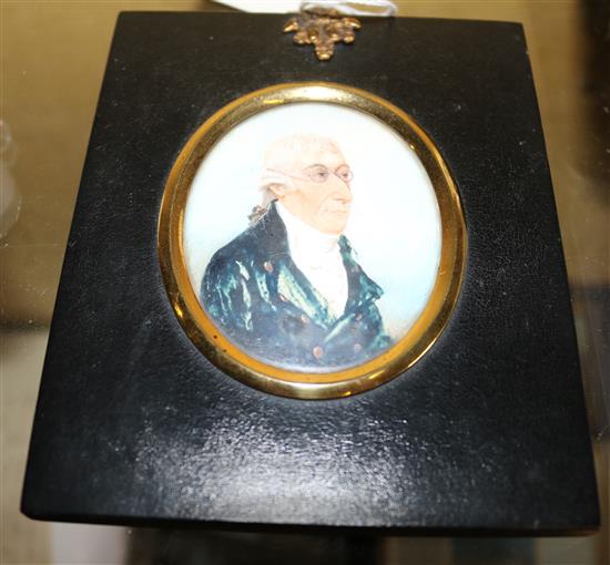 19C English School, watercolour, miniature portrait of a gentleman, Captain Thistleton